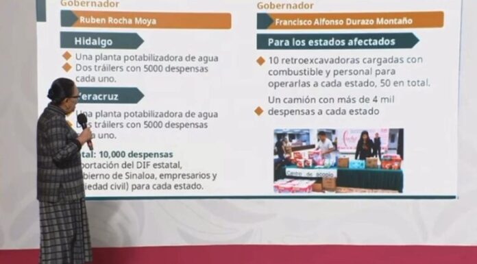 Envía Gobernador de Sinaloa los estados de Hidalgo y Veracruz 2 plantas potabilizadoras y 20 mil despensas para damnificados