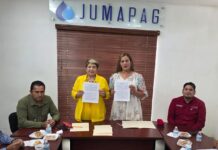 Firma convenio Ayuntamiento de Juan José Ríos con la JUMAPAG para garantizar agua potable en la Sindicatura de El Cerro Cabezón y Bachoco
