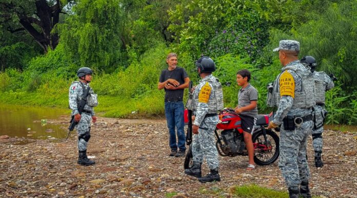 Protección Civil y Guardia Nacional mantienen recorridos de vigilancia ante lluvias en El Fuerte