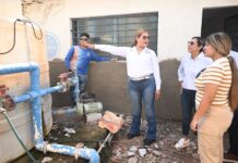 Alcaldesa Evangelina Llanes supervisa rehabilitación del tanque elevado en Campo Treinta y Ocho